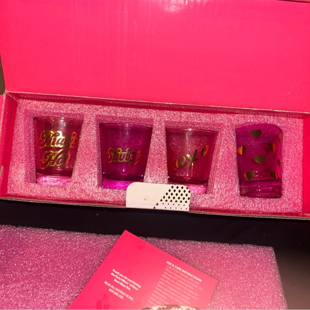 Paris Hilton Pink and Gold Shot Glass Set - 4 Piece